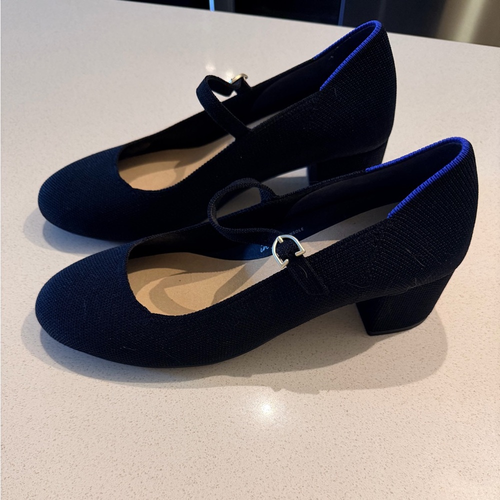 Rothy's Black Mary Jane Block Heel Pumps